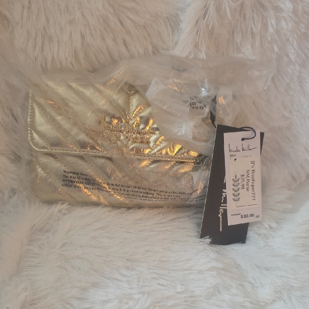 Nicole Miller Gold Clutch with Modern Design
